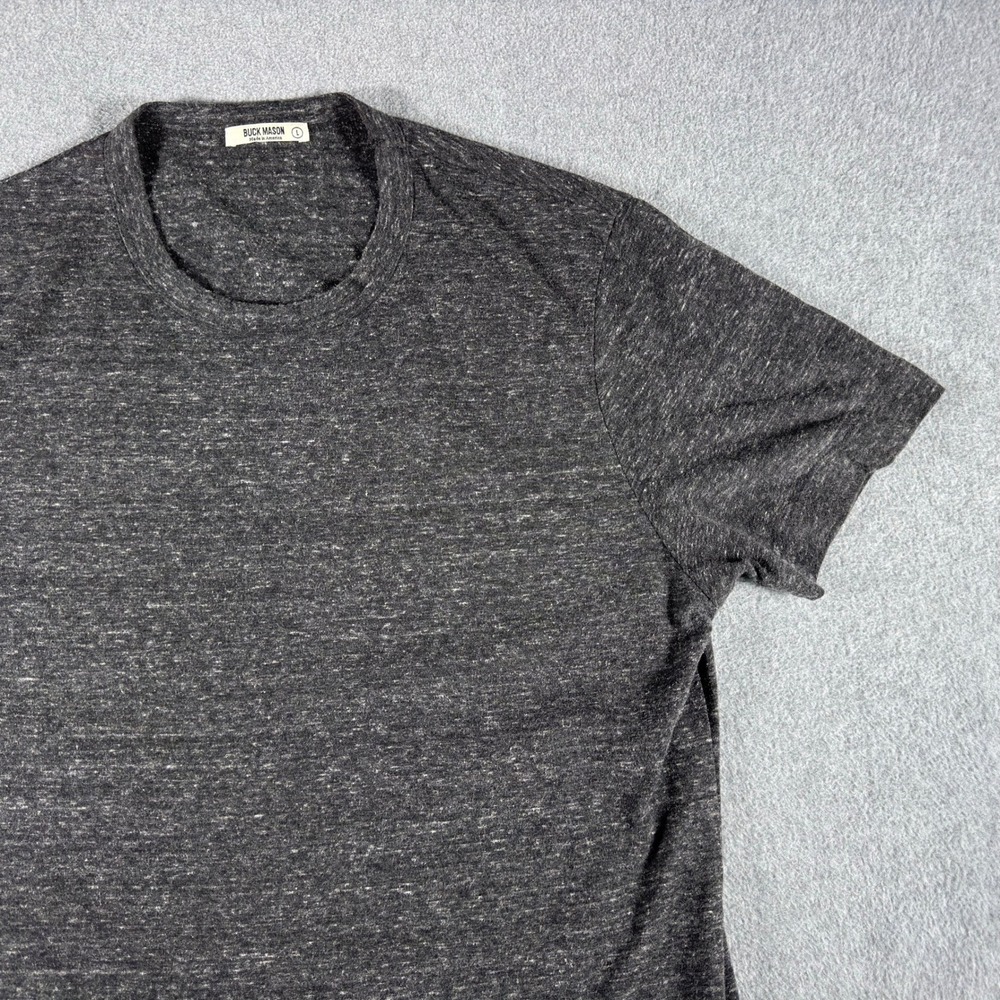 Buck Mason Heather Charcoal Gray Curved Hem T-shirt Large USA